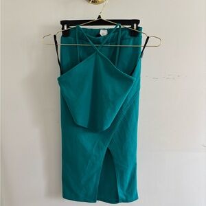 Teal Halter Neck Top and Skirt